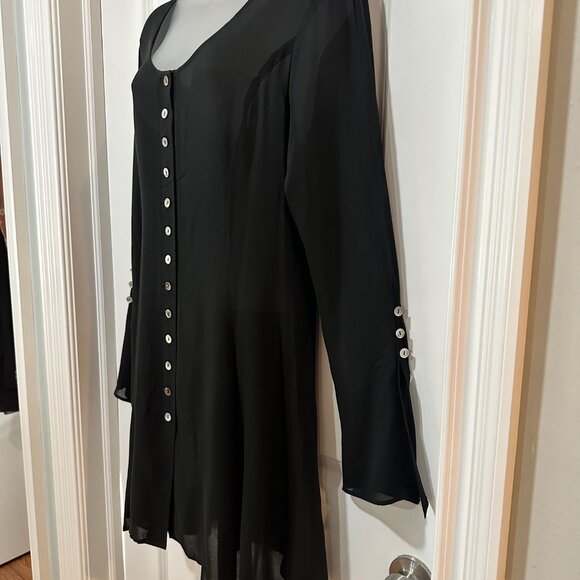 Vintage Mevisto Black Sheer Long Sleeve Dress, Size 8 - Picture 6 of 16